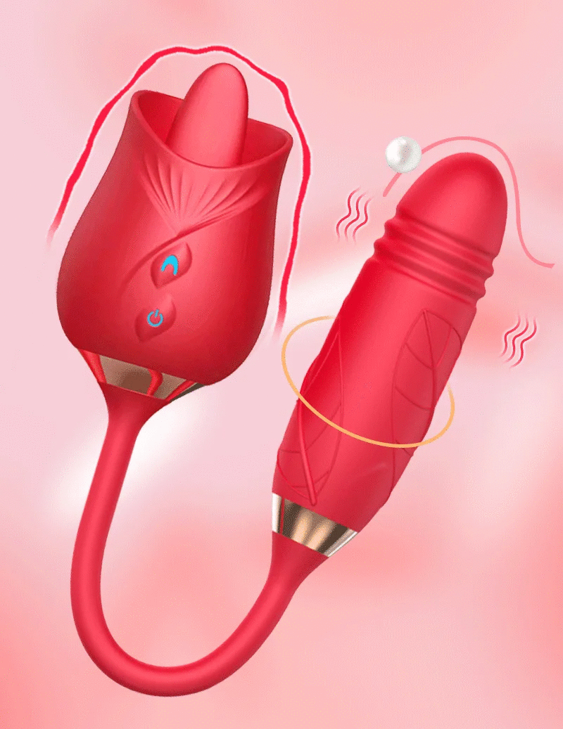 The Royal Kiss - Rose Licking Vibrator with Thrusting Dildo